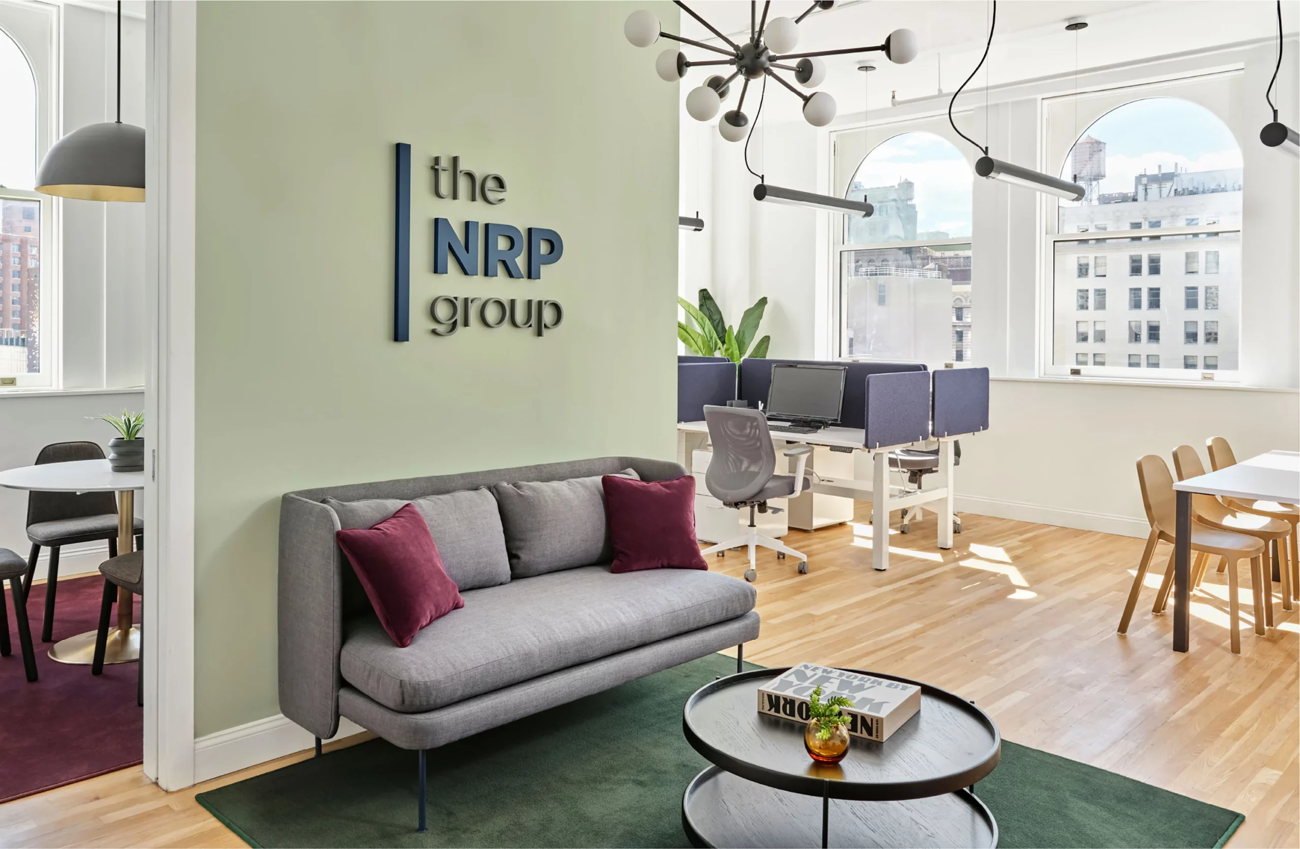 Modern office design seating area for NRP group